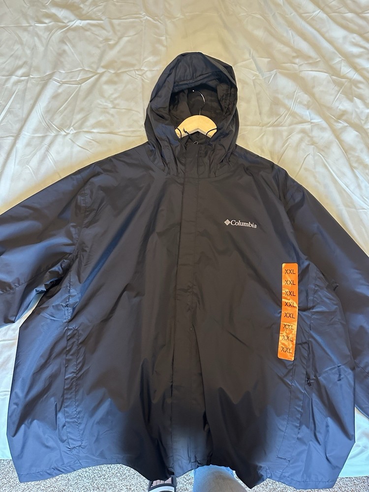 Columbia Men’s Rain Jacket XXL Black Omni Tech Timber Point Hooded