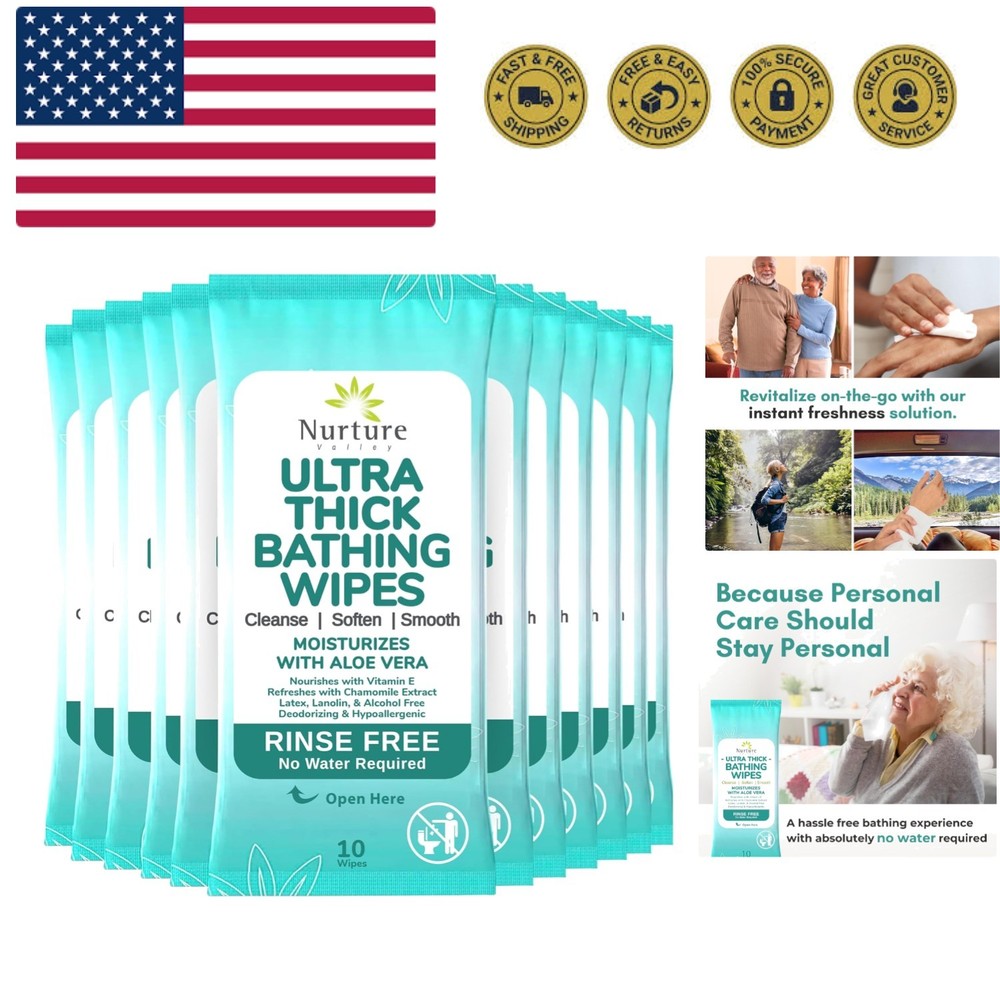 Nurture XL Ultra Thick Body Wipes for Adults w/Aloe | 120 Extra Large Disposa...