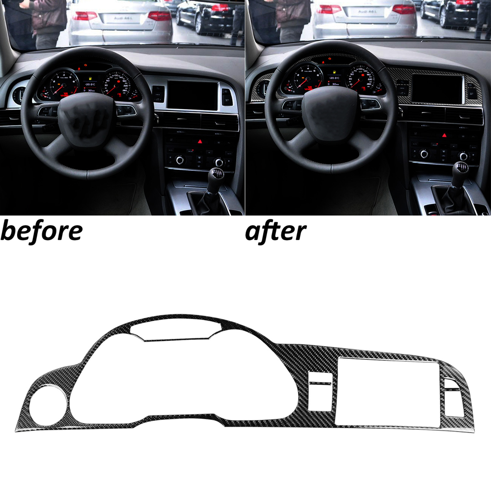 Real Carbon Fiber Dashboard Speedometer Panel Cover Trim For Audi A6 S6 C6 05-11