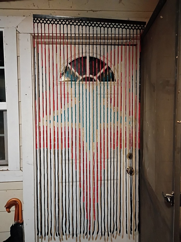 Vintage 1970s  Hanging Bamboo Beaded Door Frame Wood Curtain Hippie 35.5