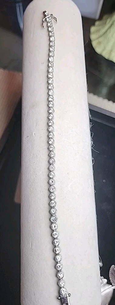 PAJ 925 Sterling Silver White CZ Crystal Tennis Bracelet 7.5