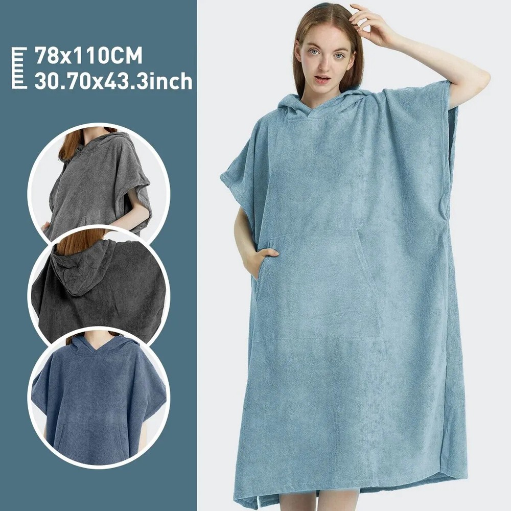 Quick-Dry Surf Poncho Hoodie - Microfiber Beach Towel Robe for Changing
