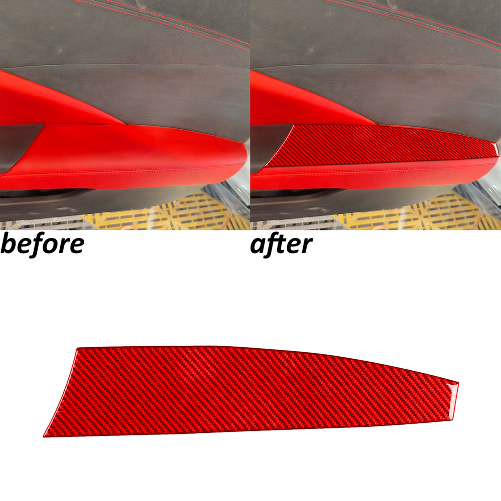 Red Carbon Fiber Copilot Door Armrest Panel Trim For Chevrolet Corvette C7 14-19
