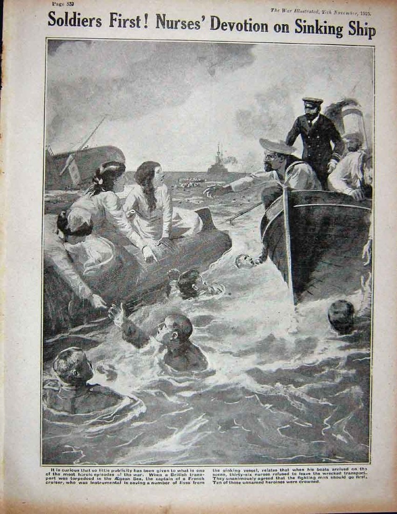 Original Old Antique Print 1915 Ww1 British Siers Trenches Ypres Sinking Ship