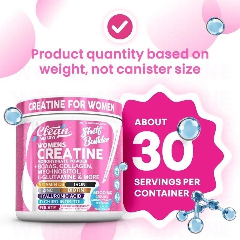 Women’s Creatine Powder w/ BCAAs, Collagen, Inositol – Clean Nutra Shelf Builder