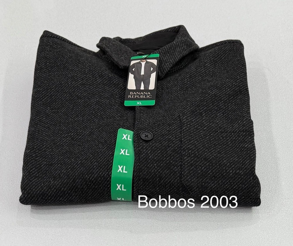 Banana Republic Men's Regular Fit Lined Warm Cozy Shirt Jacket, Black, Size XL