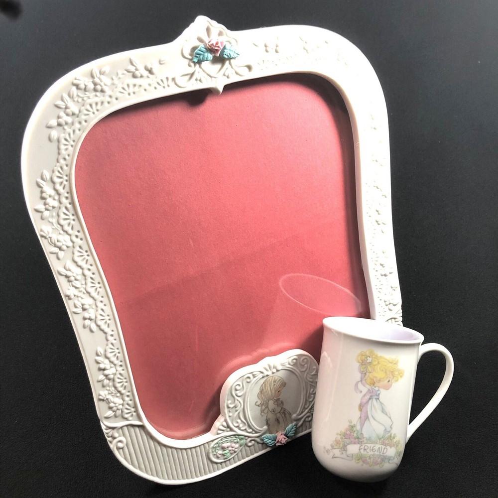 Precious Moments 1995 Enesco Porcelain 8x10 Frame with Tea Cup VTG