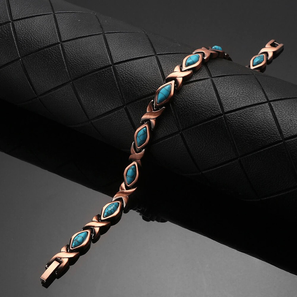 Turquoise Pure Copper Magnetic Bracelet Women Balance Energy Joy Christmas Gift