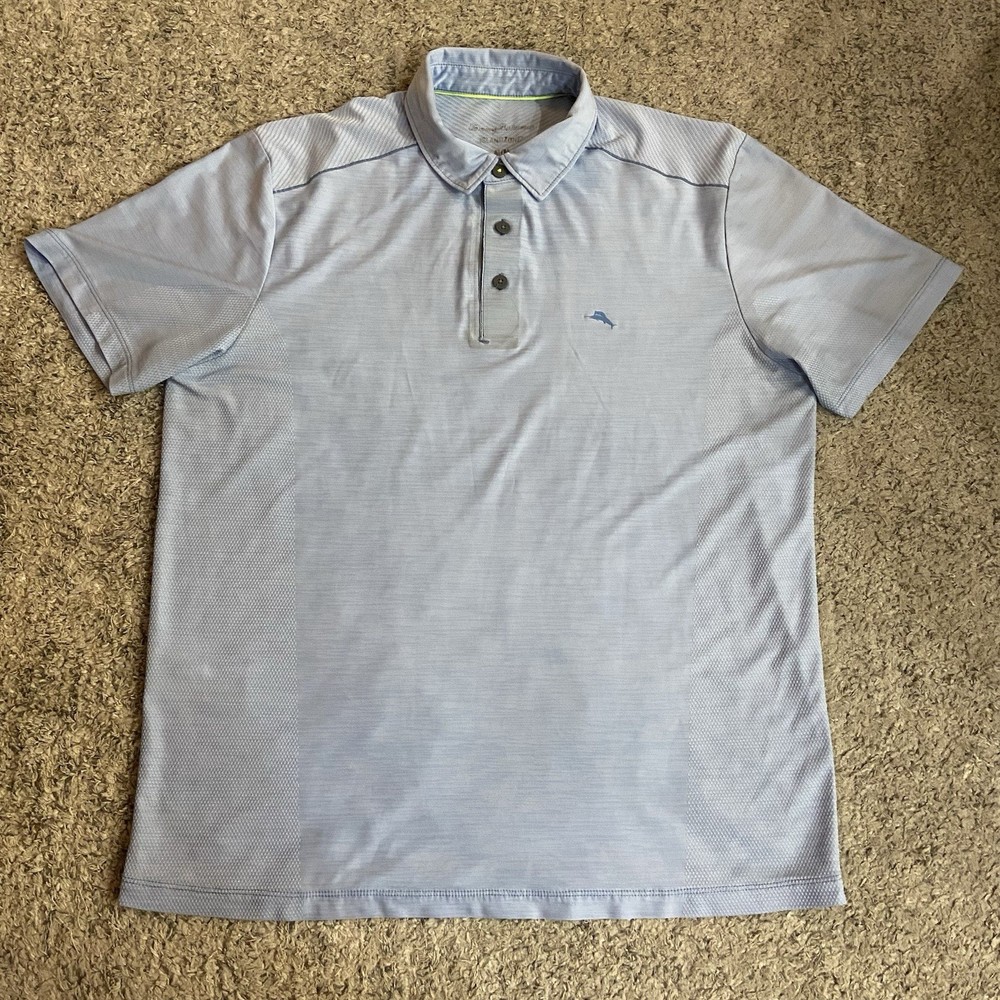 Tommy Bahama Polo Shirt Mens Medium Blue Island Zone Performance Breathable Golf