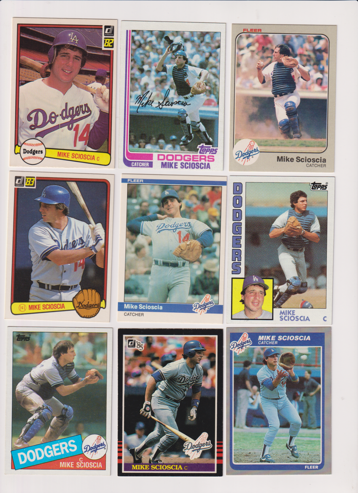 1982-1985 Mike Scioscia Baseball Card Lot (9) Los Angeles Dodgers TPS, DR, FL