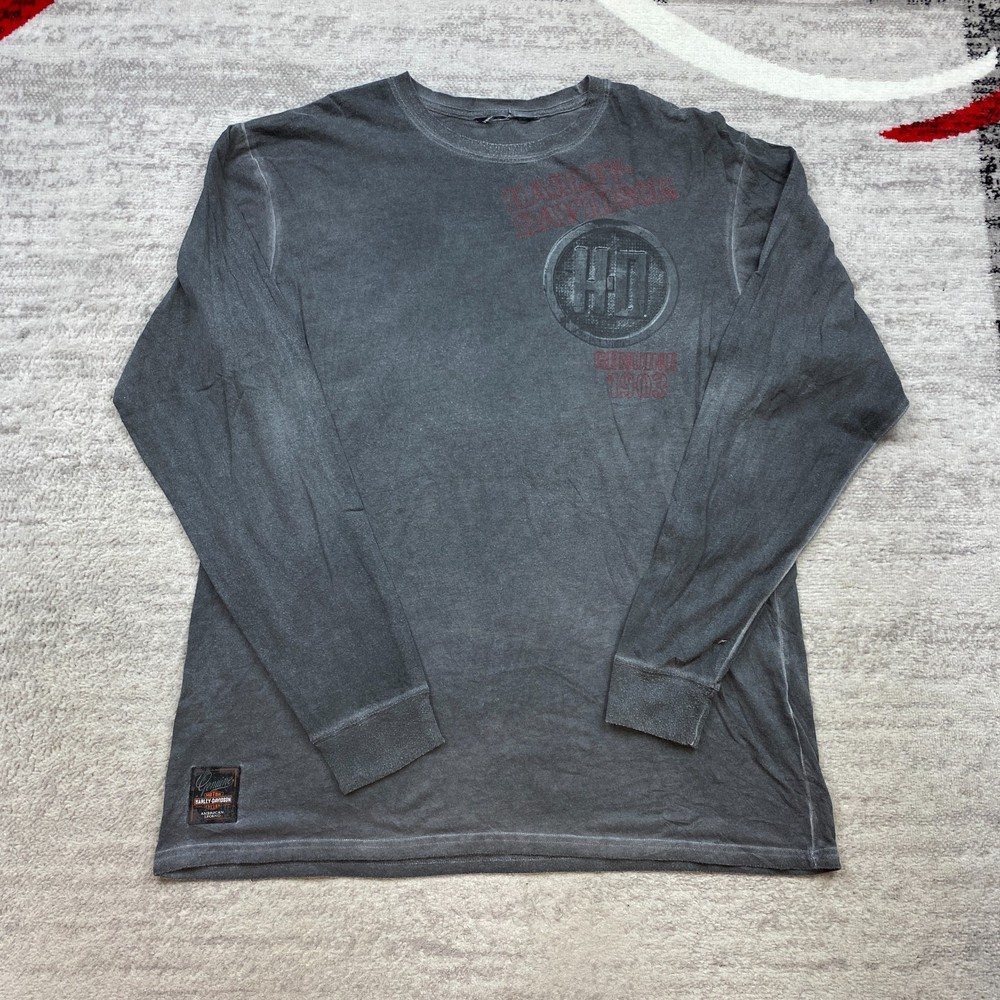 Harley Davidson Shirt XL Gray Red Biker HD Spellout Motorcycle Eagle Faded Mens