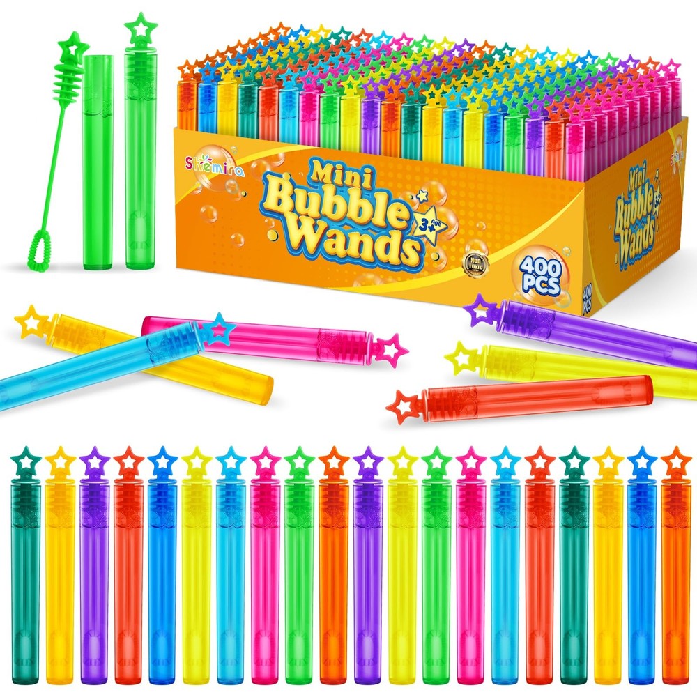 400-Piece Mini Bubble Wand Set in 10 Colors for Parties, Events & Outdoor Fun