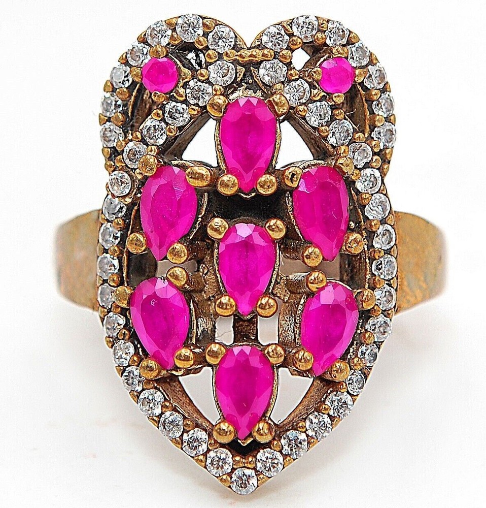 Ottoman Empire Design 2CT Ruby 925 Sterling Silver Ring Size 7.5 HB1-6