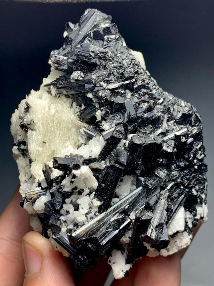 199g Majestic Black Tourmaline Crystal Combine with Albite Specimen