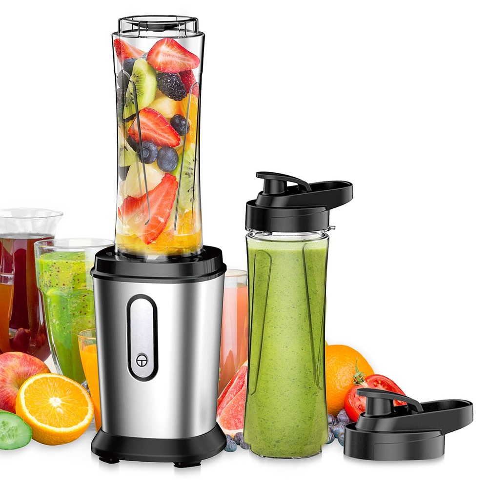 Powerful 600W Electric Smoothie Blender with 2 Portable 20oz Tritan Cups for On-the-Go Blending