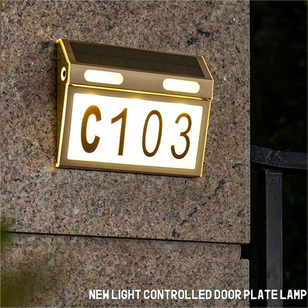 Solar Led Light Sign House Street Door Address Plate Light IP65