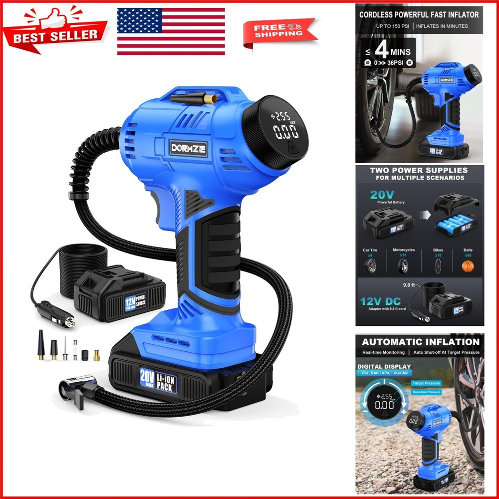 Handheld Air Pump 150 PSI - Rechargeable Tire Inflator for Cars, Bikes, & Balls