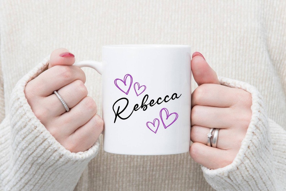 Personalised Name Heart Mug 11oz Mug Gifts For Her Gifts For Him Tea Coffee