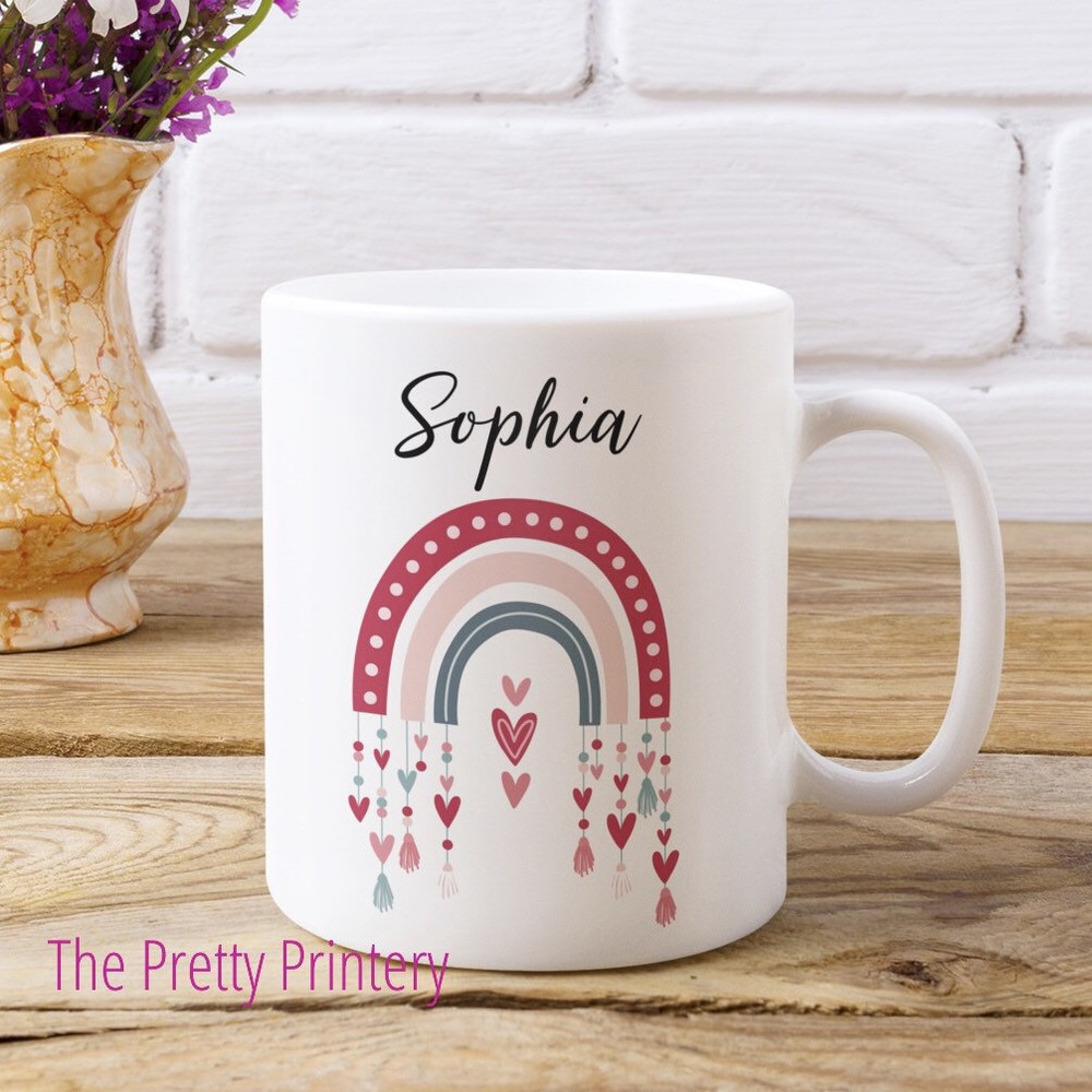Custom Rainbow Mug Personalise Any Name Gift For Her Sister Friend Daughter Wife
