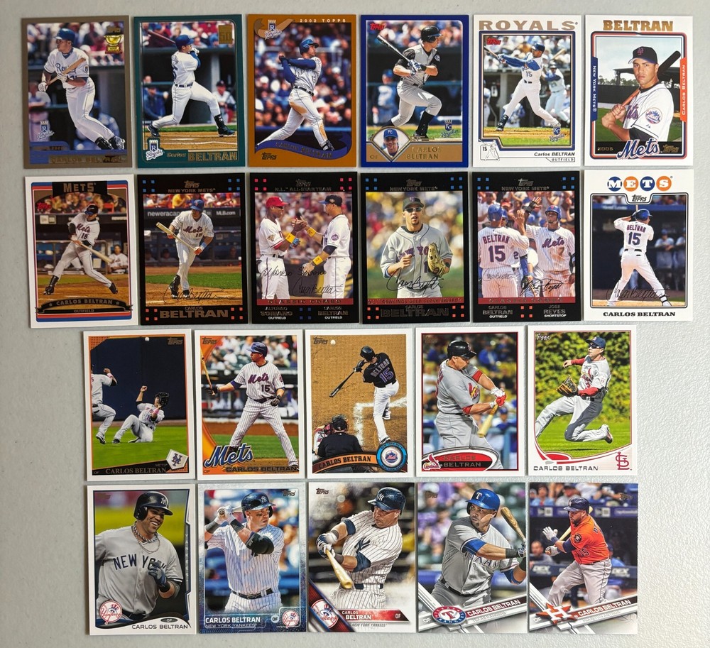 Beltran, Carlos instant collection 22 different card Topps lot 2000 to 2017 HOF?