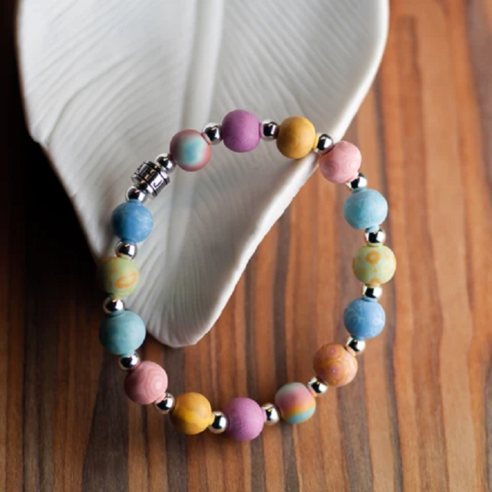 SALTWATER TAFFY Stretch Bracelet with Handmade Clay Beads by Jilzarah