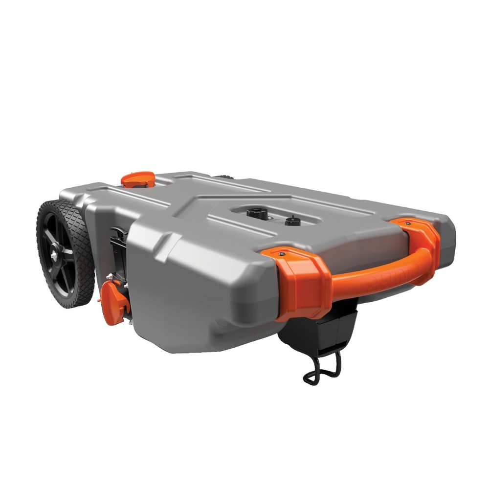 Camco Rhino 36-Gallon RV Tote Tank–No-Flat Wheels, Steel Tow Adapter, 39006