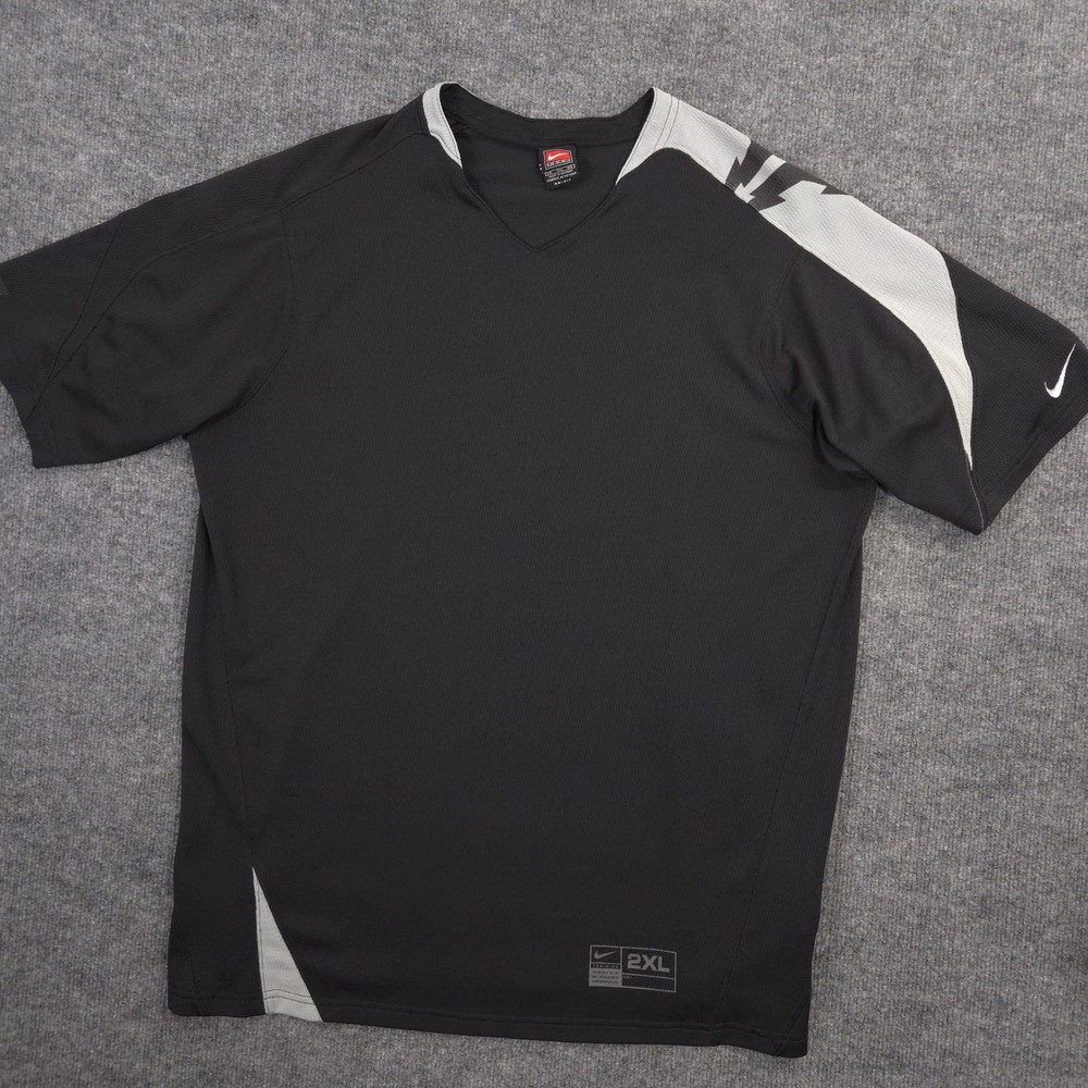 Vintage Nike Team Training Jersey Mens XXL Black Gray Athletic Soccer 90s Y2K