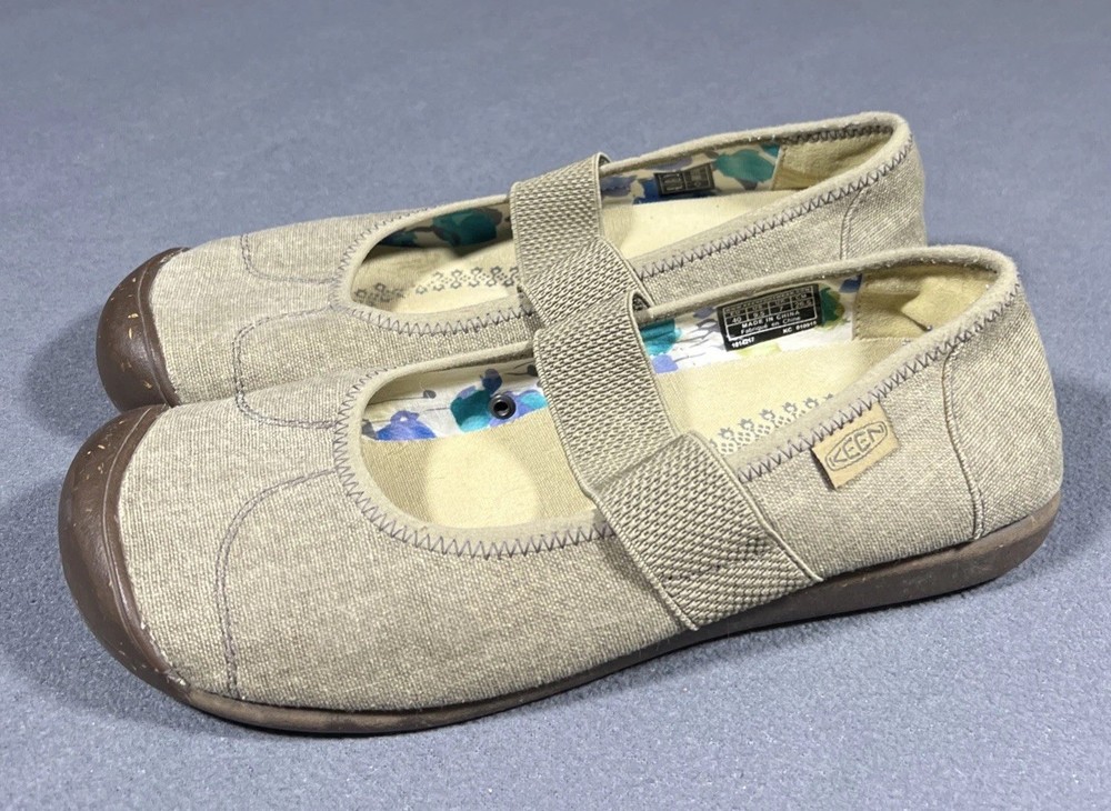 Keen Sienna Canvas Mary Jane Shoes Womens 9.5 Brown Canvas Casual Slip On