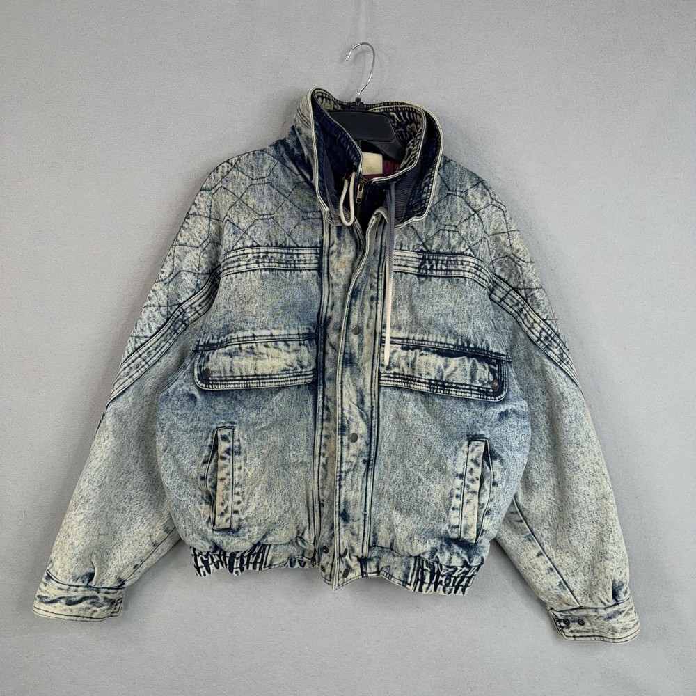 Vintage Urban Equipment Jacket Mens Large Denim Bomber Quilted Acid Wash 80s