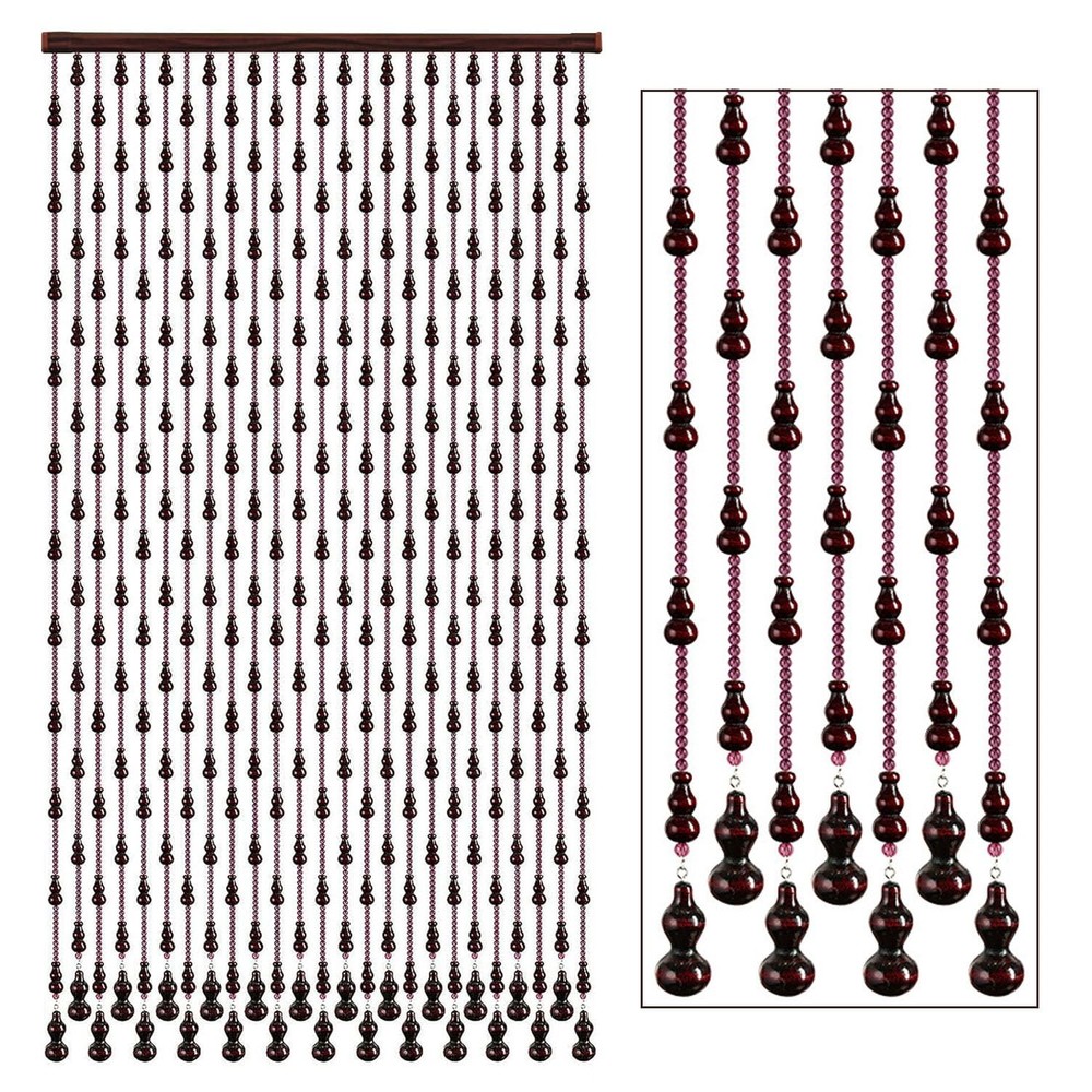 Retro Wood Bead Curtain for Doorway 35.5 x 78 Inches Bohemian Room Divider