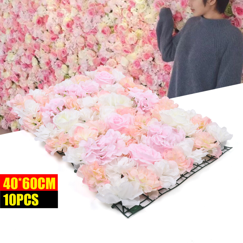 10Pcs Artificial Silk Flower Hydrangea Wall Panel Banquet Wedding Party Decor