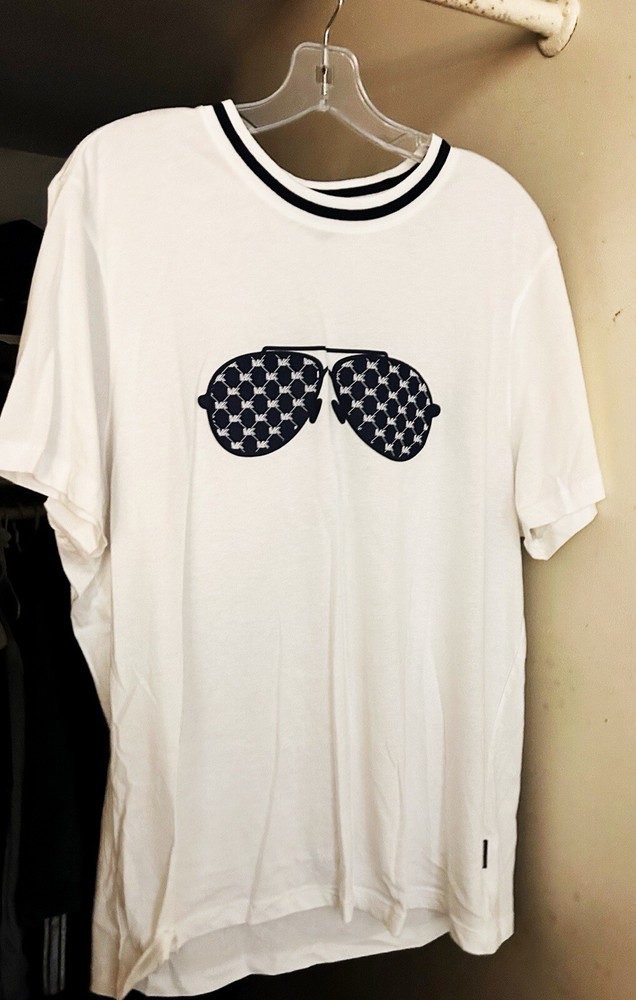 Michael Kors Mens Holiday Short Sleeve Aviator Print T-Shirt Grecian White Size XL  