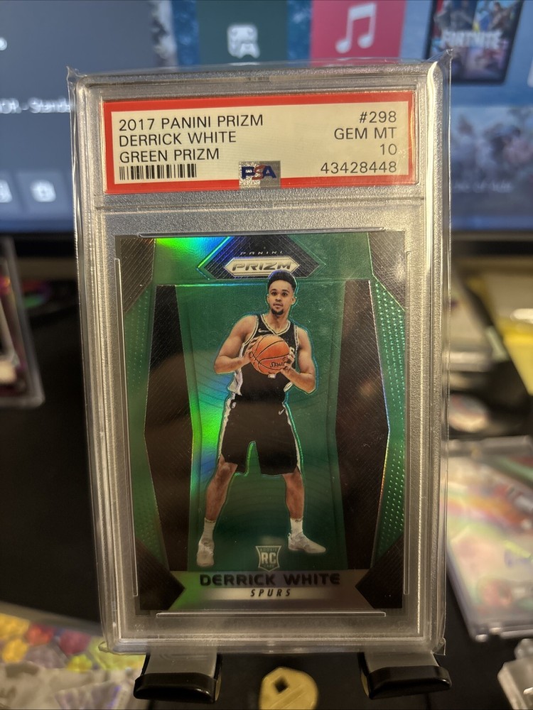 PSA 10 2017-18 Panini Prizm Derrick White Green Prizm RC Rookie #298 Color Match