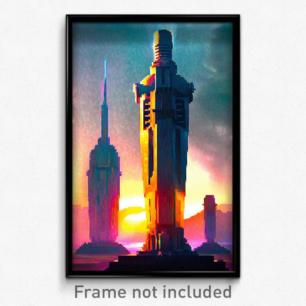 Pixel Art Poster: Authentic Empire 8-Bit Psychedelic Trippy Video Game Print