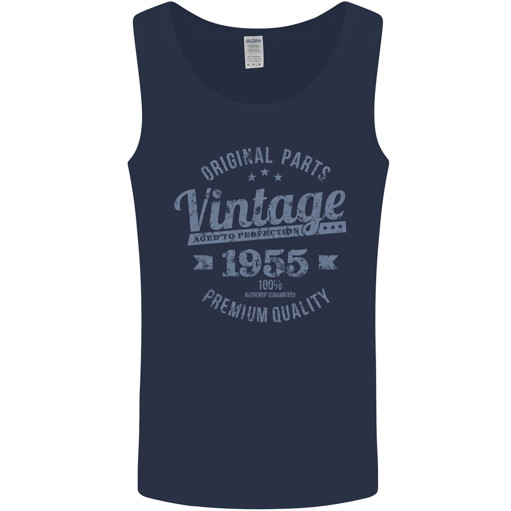 Vintage Year 70th Birthday 1955 Mens Vest Tank Top Navy Blue