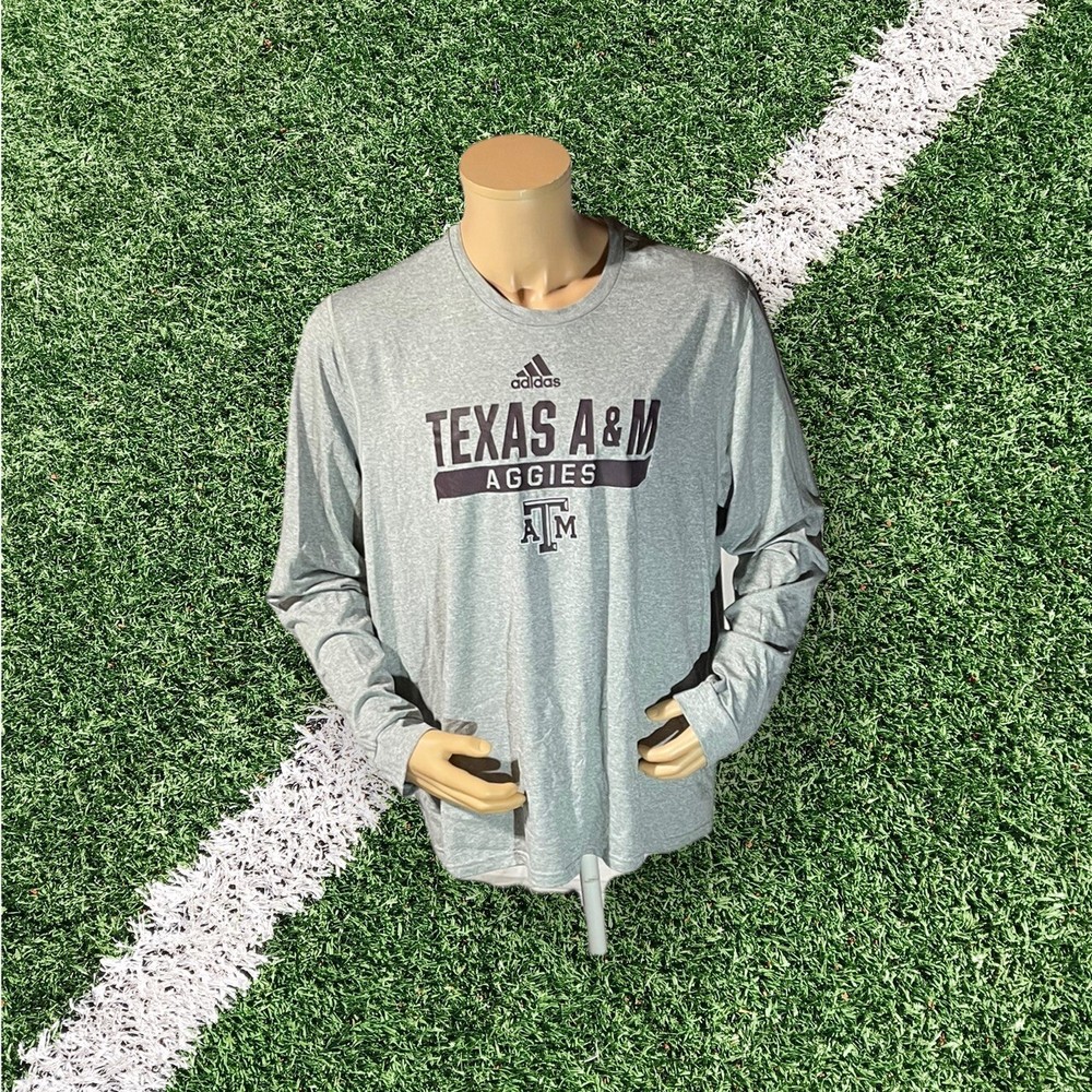 Adidas Mens NCAA Texas A&M gray LS tee shirt size 2XL NWT$40