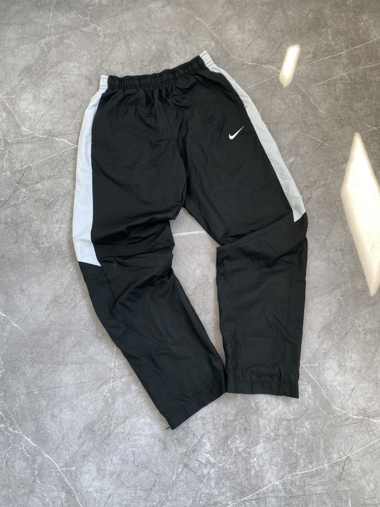 Vintage Y2K Nike Nylon Baggy Drill Swoosh Oversized Pants Black Size S