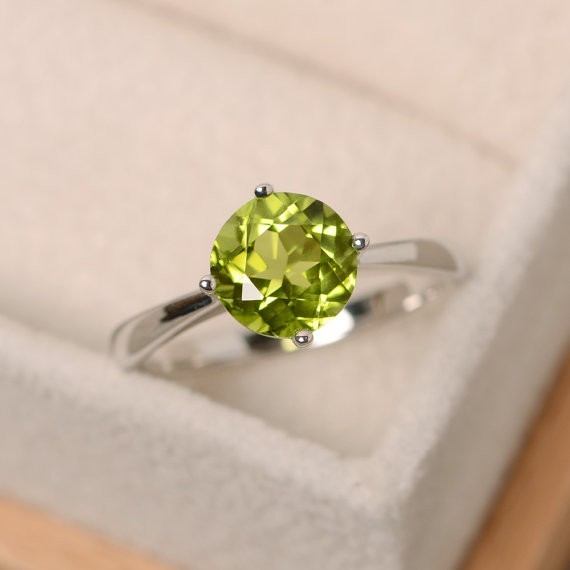 2.00 Ct Natural Peridot Diamond Engagement Proposal Ring 14K Solid White Gold