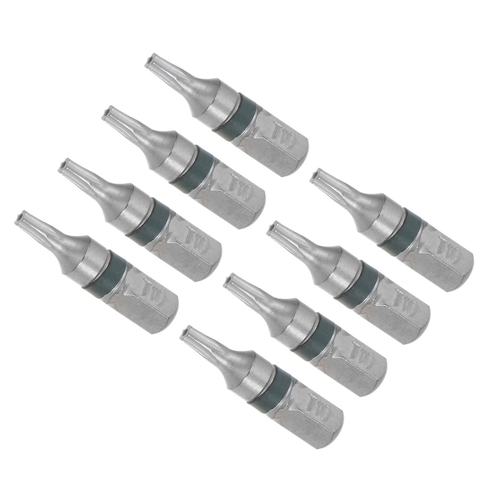 8pcs 25mm T10 S2 Steel Torx Screwdriver Bits 1/4 Hex Shank