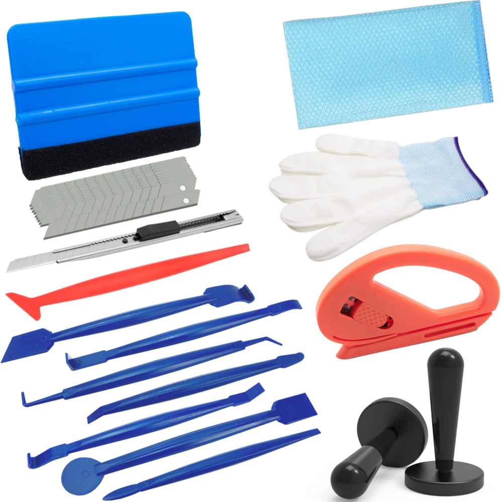 Vinyl Wrap Tool Kit with Vinyl Squeegee, Edge Trimming Tools, Gloves & Cutter fo