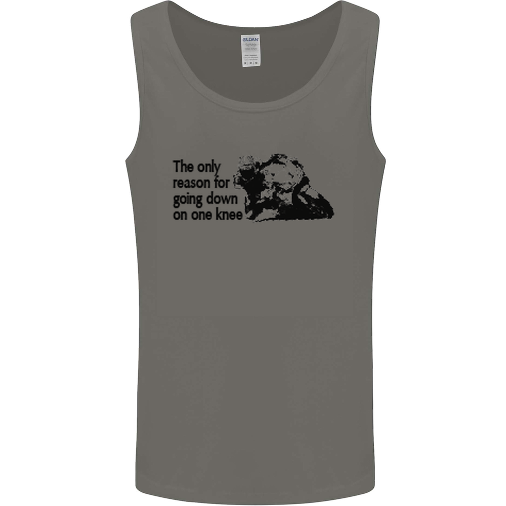 Biker Going Down on One Knee Motorcycle Mens Vest Tank Top