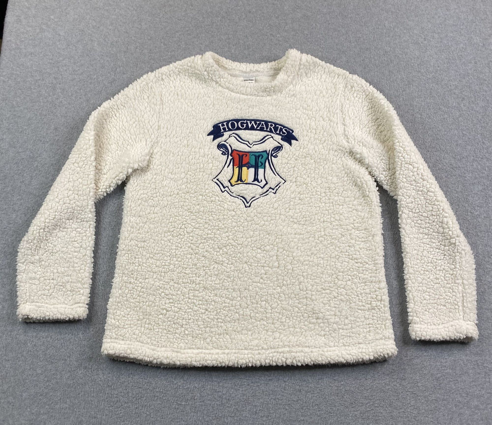 Hogwarts Faux Fur Fleece Sweater Women's Small Winter Sleepwear White HP Potter