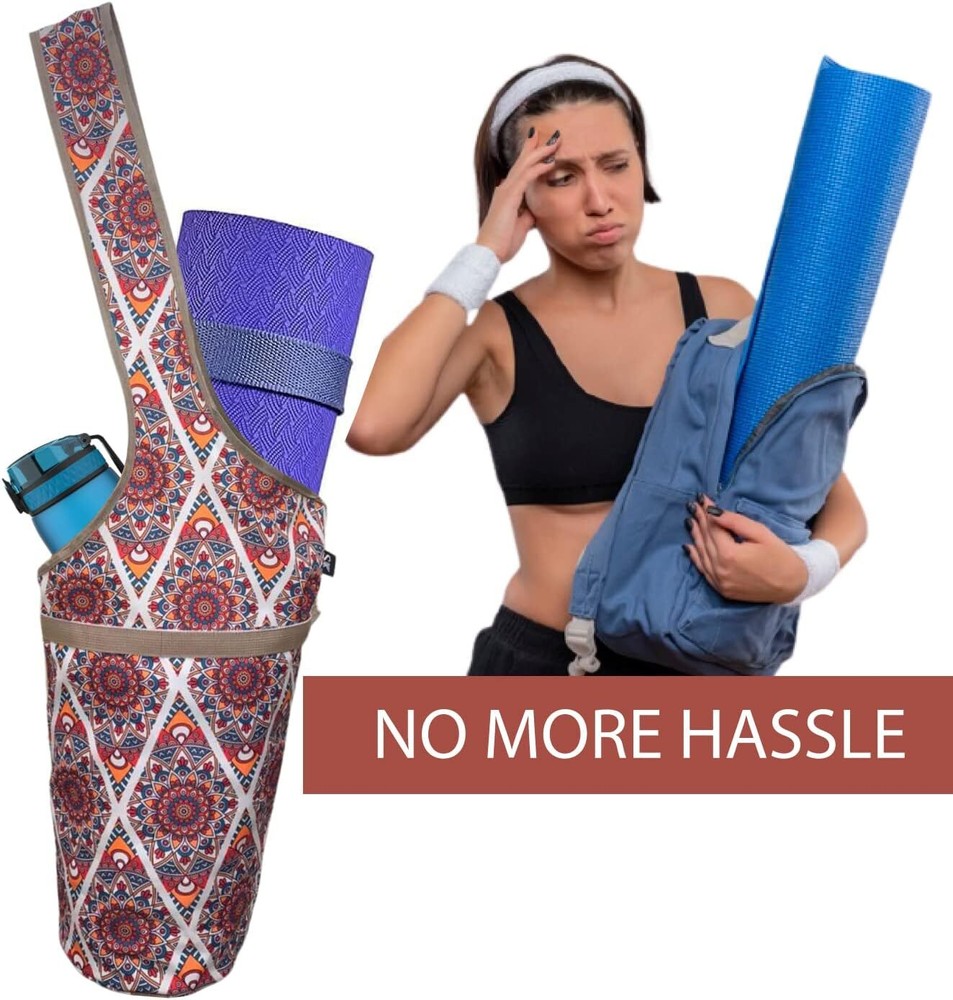 Yoga Mat Bags for Women | Yoga Mat Carrier with Large Zipper Pocket Backpack