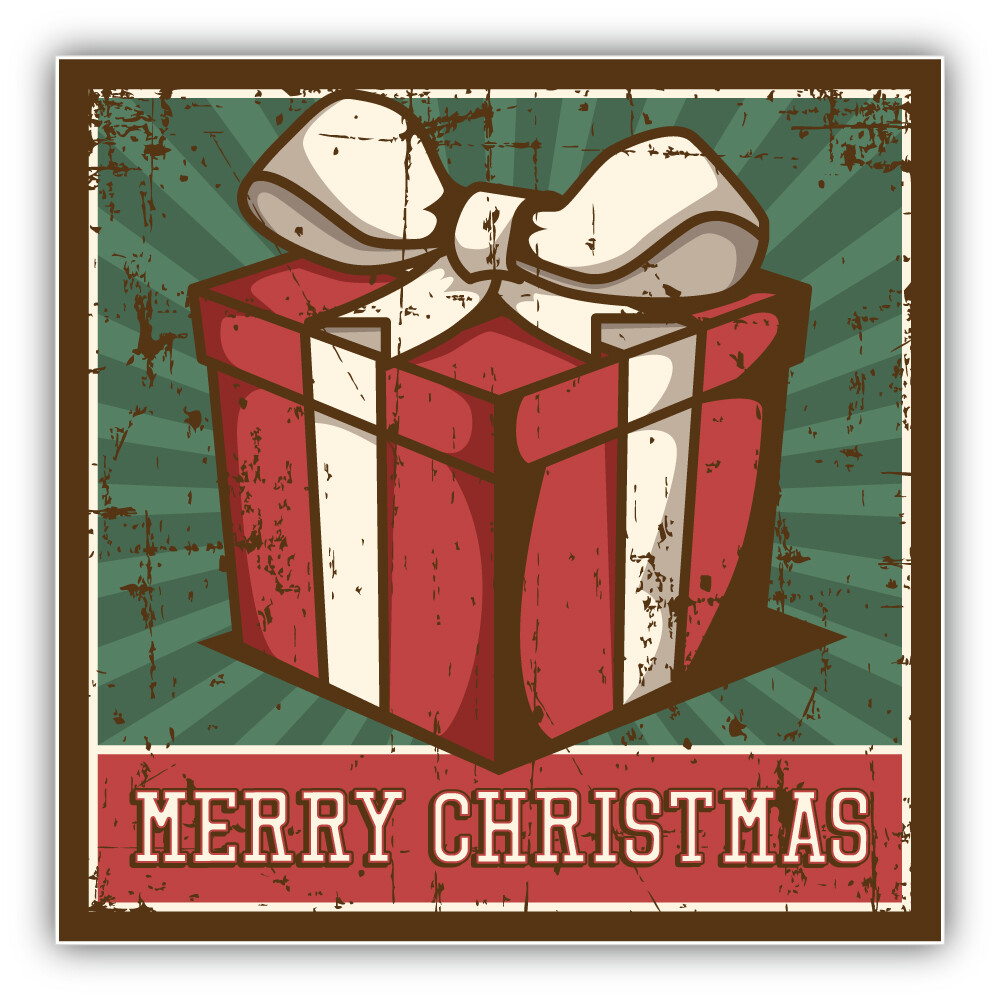 Merry Christmas Grunge Retro Vinyl Sticker Decal