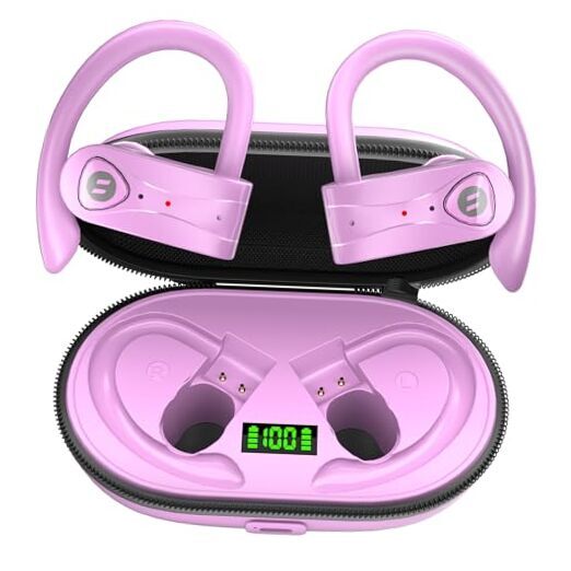 Bluetooth Headphones Noise Canceling 4 Mics Clear Call Stereo Bass Sound Purple