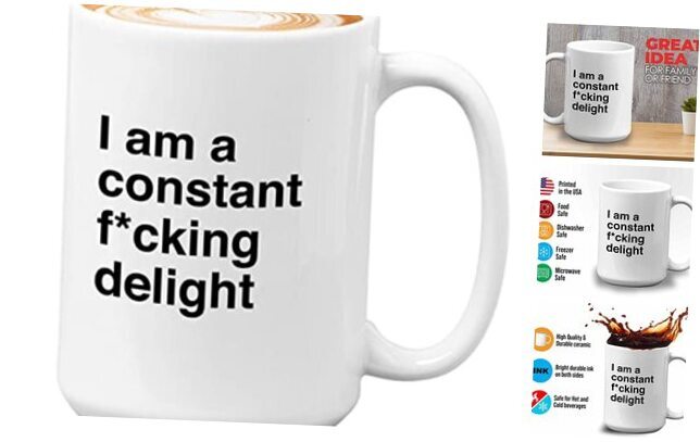 Bubble Hugs Funny Jokes Coffee Mug 15 Oz White - I Am A Constant Fcking
