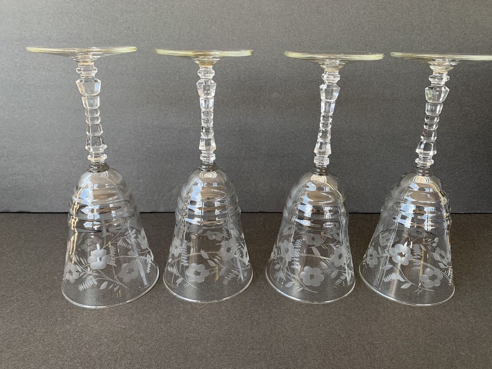 Set of 4 Rock Sharpe Halifax #3005-18 Stem Floral Water Goblets Glasses