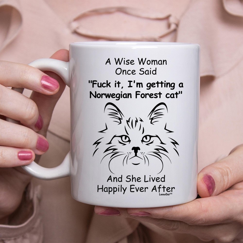 Funny Norwegian Forest Cat Gift For Women White Coffee Mug Coffee Cup
