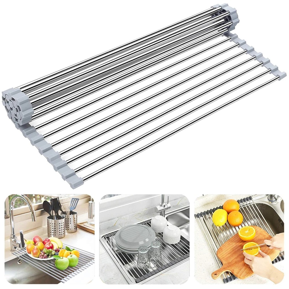 Roll up Dish Drying Rack Over The Sink Rolling Dish Drainer Rack Multipurpose...