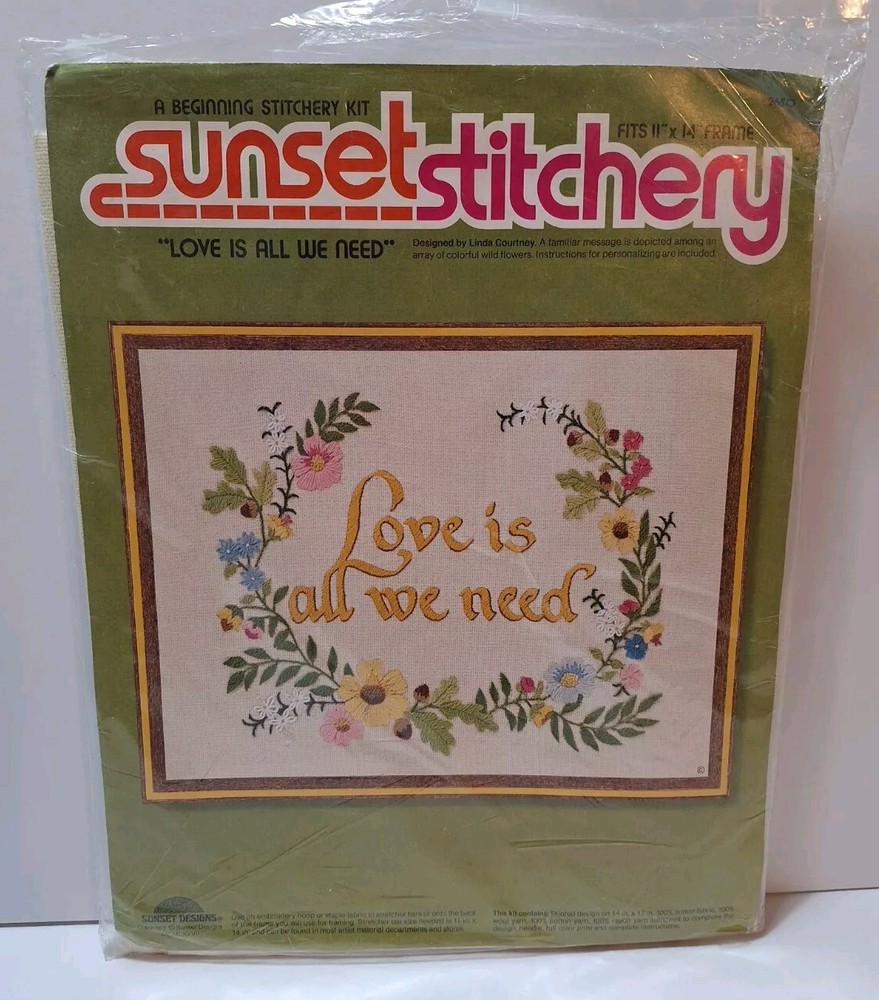 Vintage Sunset Stitchery Embroidery Kit Love Is All We Need 11